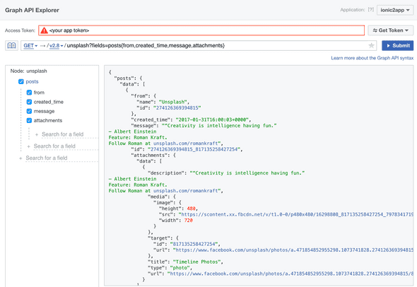 Facebook Graph API Explorer