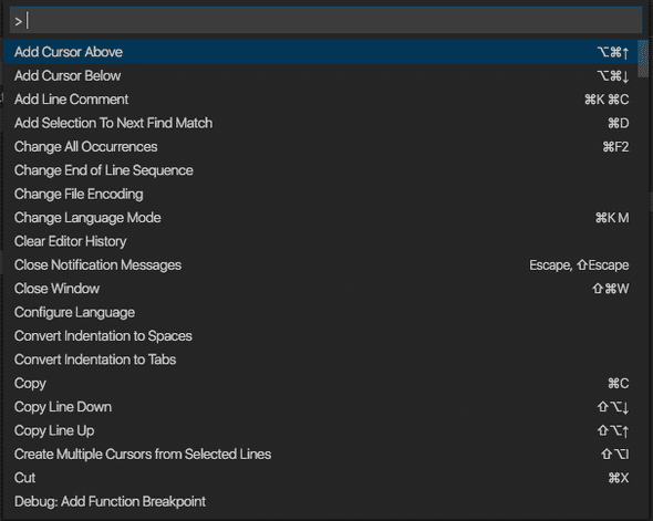 vscode command palette