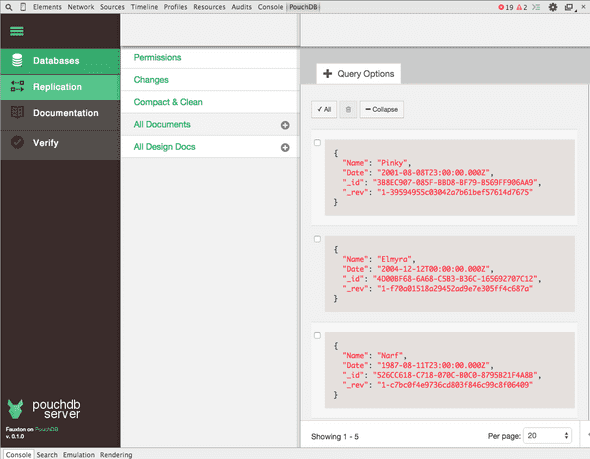 Screenshot PouchDB Inspector